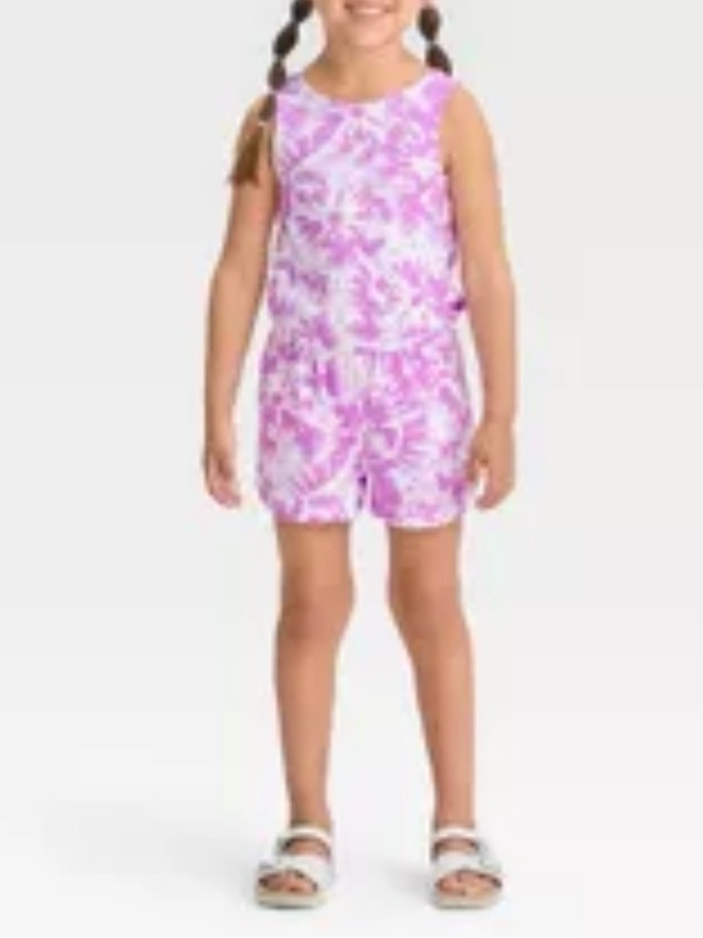 Cat &Jack Girls Romper Size 3T Purple Tie Dye Sleeveless Pockets twin set summer